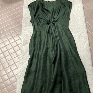 ZaraElegant Green Women's Dress with deep V